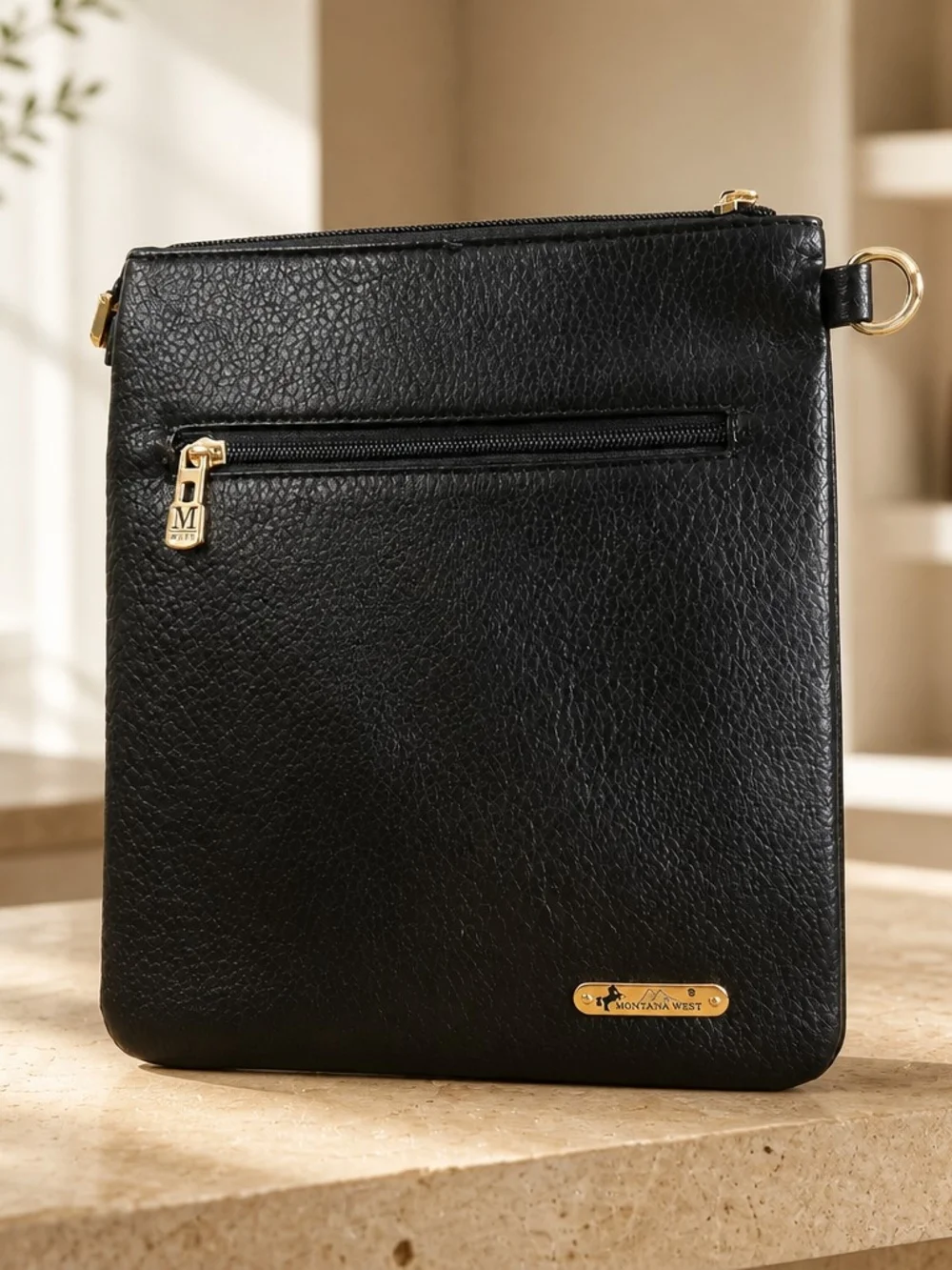 Montana West Black Crossbody with Gold Stud Trim